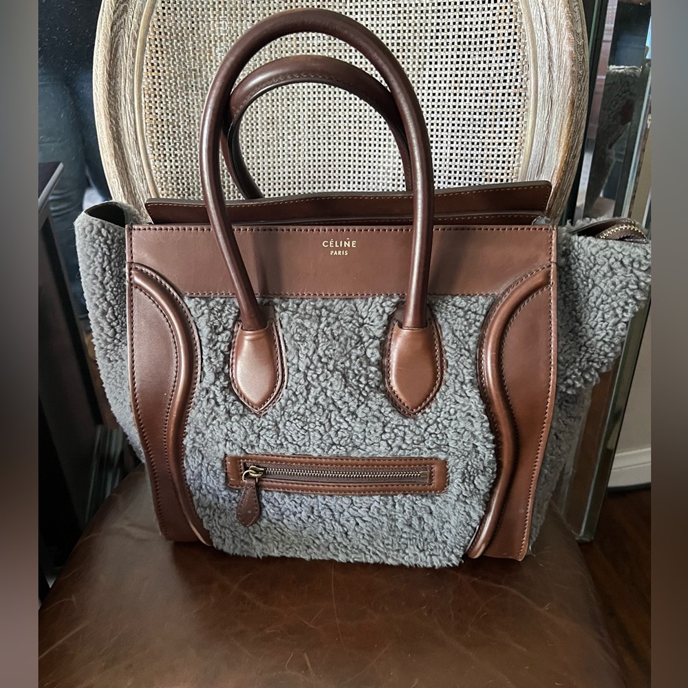 Celine Mini Luggage Shearling Bag Rare & HTF EUC